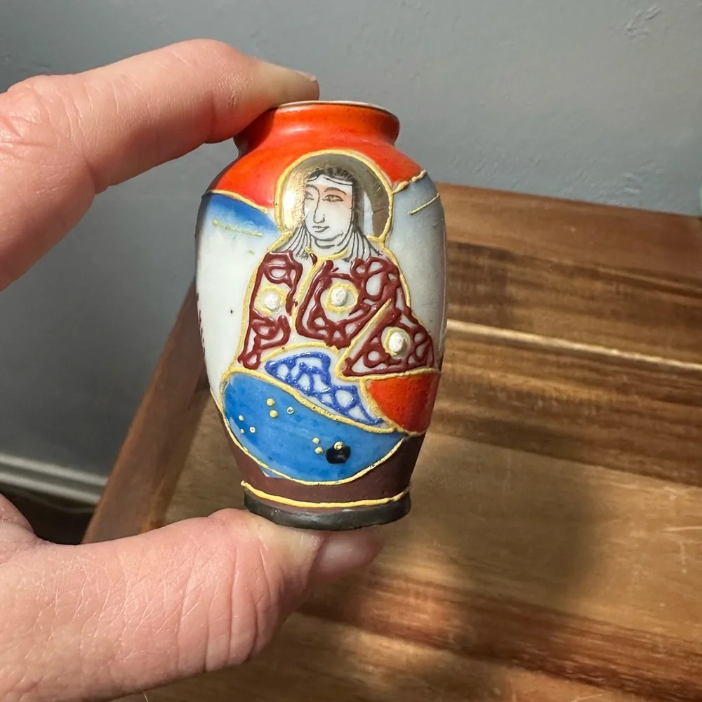 Vintage Occupied Japan Mini Moriage Vase 1940s Porcelain Collectible
